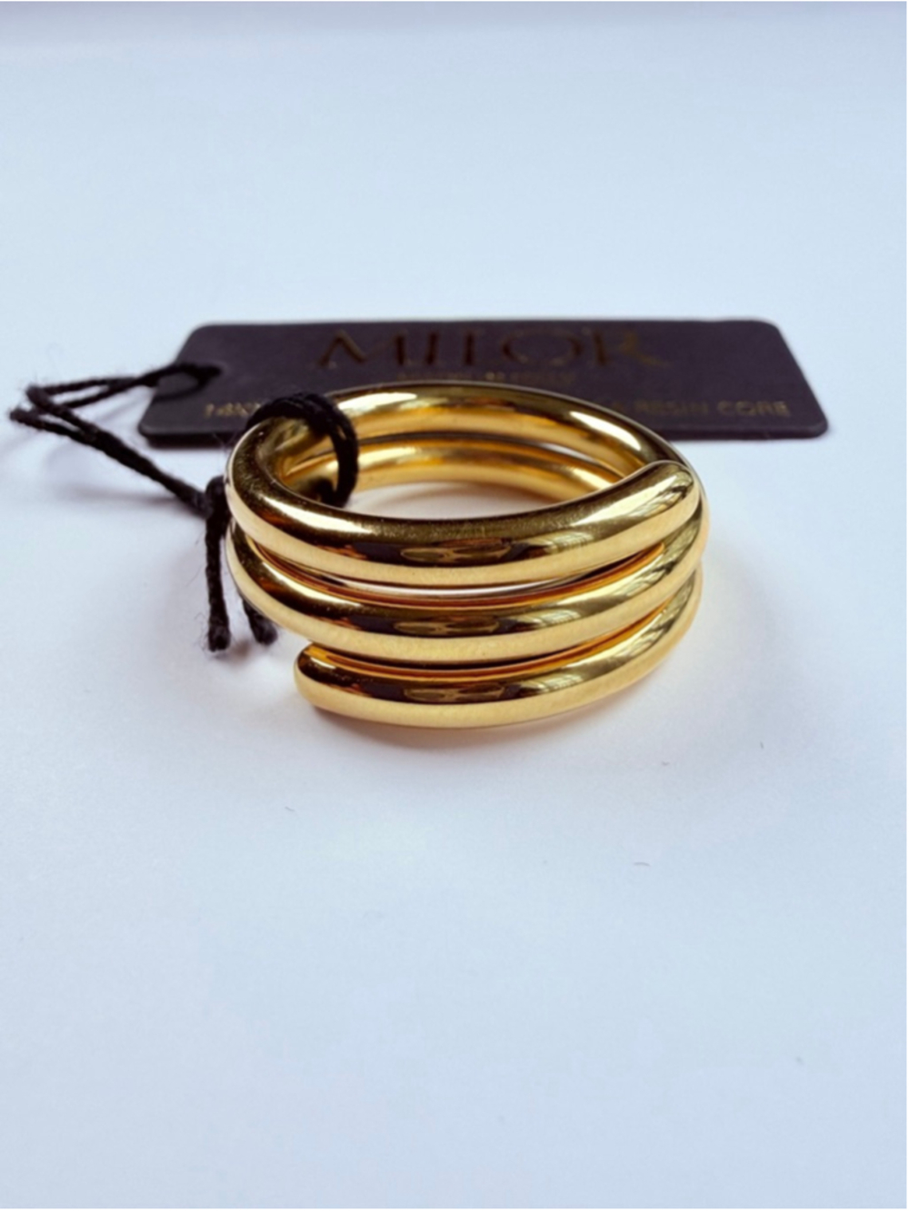 14K Gold Milor Spiral Loop Multi Row Stacking Galaxy Ring Italy BNWT